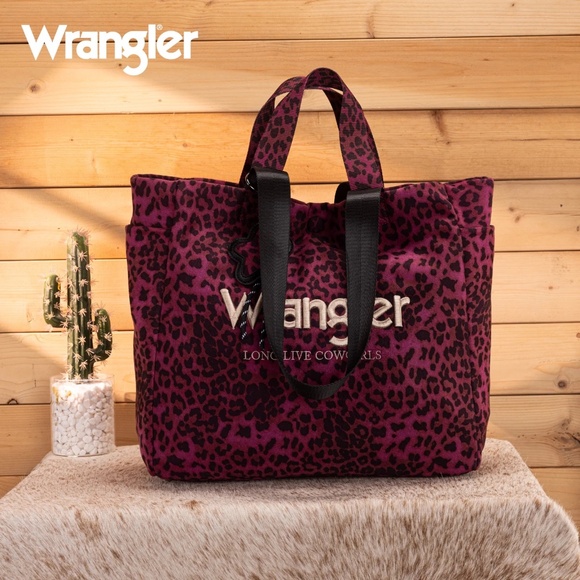 Wrangler Leopard Print Large Tote/Crossbody Purple - Picture 4 of 6